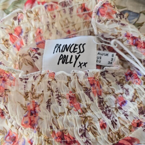 NWT Princess Polly Boho Chic Floral Layered Dress With Smocking, Size 2 - Picture 13 of 14